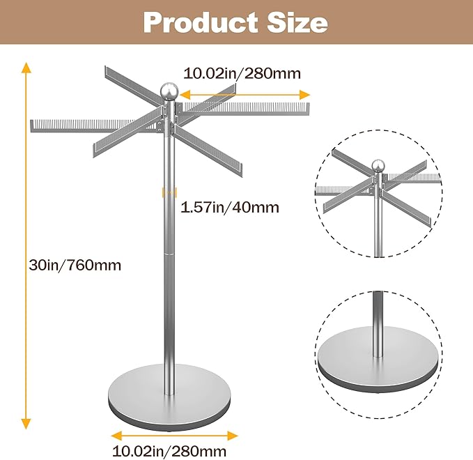 ikare Metal Hair Extension Holder - Hair Separator for Braiding, Six-Tooth Comb Wig Storage Rack, Hair Display Stand for Salon, Braiding Hair Rack for Barber Shop
