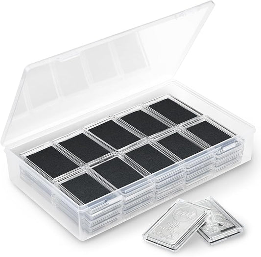 Silver Bar Case, 1 oz Silver Bar Holder Silver Bar Storage Capsule for 1 oz Silver Bar(40 Pcs)