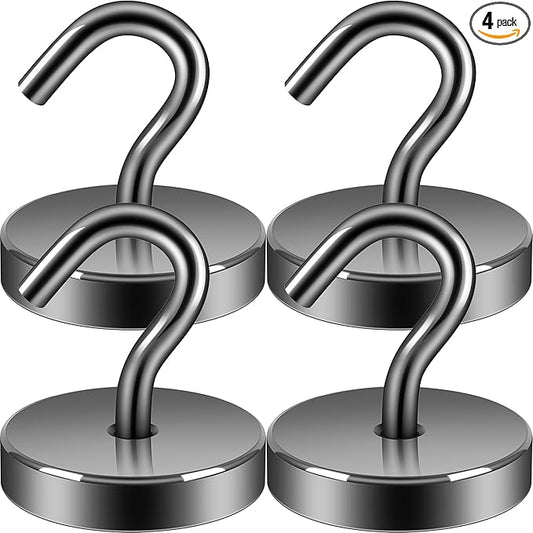 Neosmuk Magnetic Hooks, Cruise Ship Essentials, 12lb+ Heavy Duty Magnetic Hooks for Cruise Cabins, Refrigerator, Grill, Hanging, and Travel | Extra Strong Must-Haves Magnet Hook,Silver