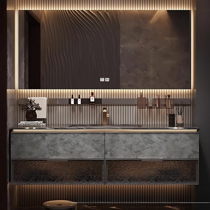 40in Luxury Bathroom Vanities - Bathroom Vanity with Sink, Wall-Mounted Storage with 2 Large Side Cabinets Intelligent Defogging & Led Lights | Multi-Layer Solid Wood