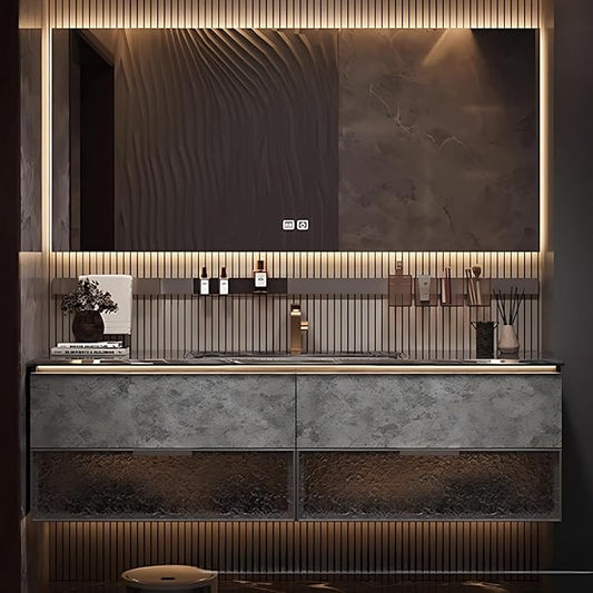 40in Luxury Bathroom Vanities - Bathroom Vanity with Sink, Wall-Mounted Storage with 2 Large Side Cabinets Intelligent Defogging & Led Lights | Multi-Layer Solid Wood