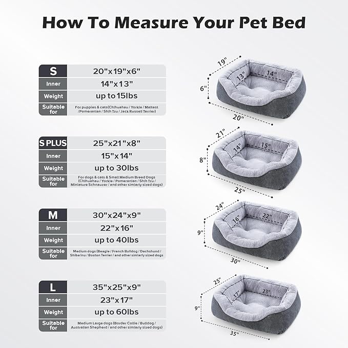 INVENHO Large Dog Beds Large Sized, Washable Orthopedic Warming Soft Sleeping Durable with Anti-Slip Bottom