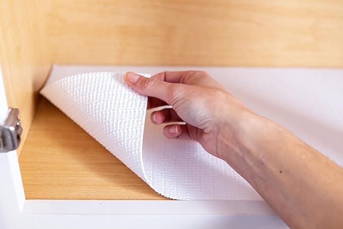 Smooth Top EasyLiner for Cabinets & Drawers - Easy to Install & Cut to Fit - Shelf Paper & Drawer Liner Non Adhesive - Non Slip Shelf Liner - 12in. x 10ft. - 6 Roll Project Pack - Gray Geo Print