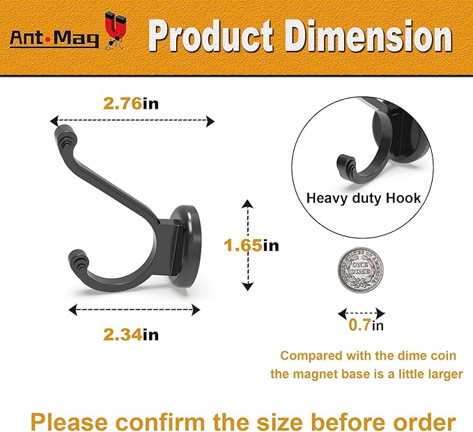 Ant Mag Magnetic Hooks Heavy Duty 140lbs Neodymium Magnet Wall Hooks for Hanging Coats Robes Backpacks Bags Hats Keys Mugs Cups Towels Pack of 4