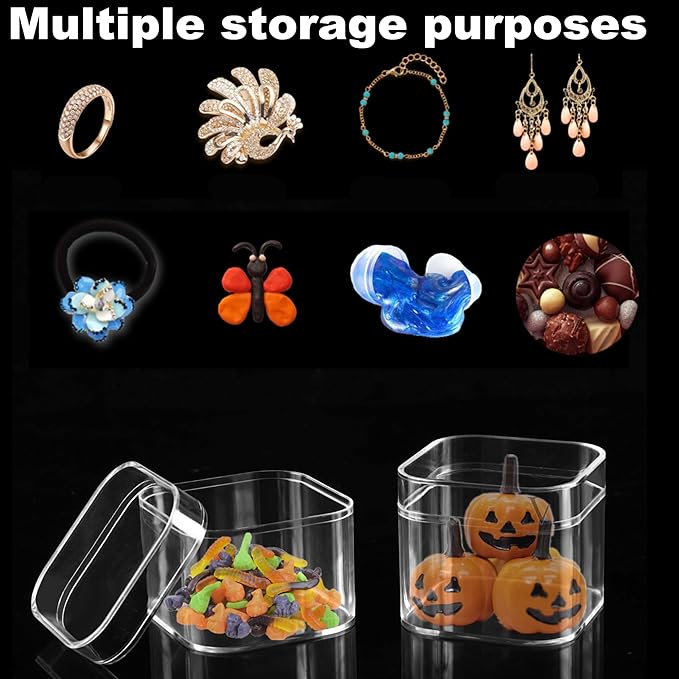 KissYou Acrylic Box Small Clear Box with Lid Plastic Square Cub Easter Display Box Wedding Birthday Party Favor Decorative Boxes