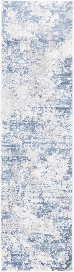 SAFAVIEH Amelia Collection Runner Rug - 2'2" x 14', Dark Blue & Grey, Non-Shedding & Easy to Clean, Ideal for Bedroom, Hallway, Foyer, Kitchen, Entryway (ALA705M)