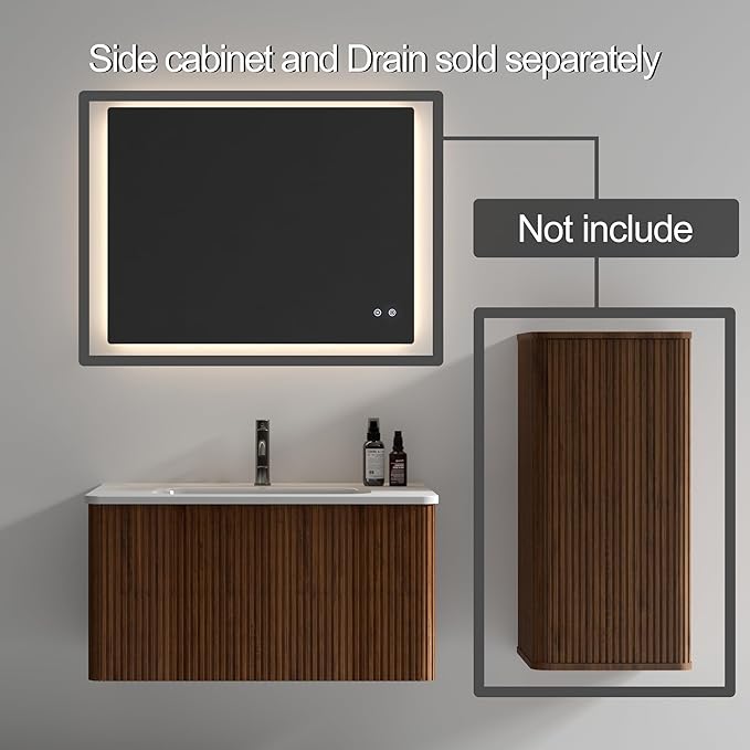 Bathroom Vanity with Sink,Large Storage Wall Mounted Floating Bathroom Vanity with Overflow for Modern Bathroom, One-Piece Sink Basin Minimalist Bathroom Sink Cabinet