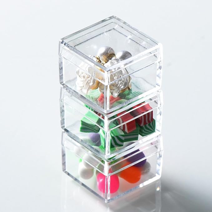 KissYou Small Clear Box Acrylic Candy Boxes with Lids Plastic Square Cube Jewelry Storage Contanier Easter Decorative Boxes