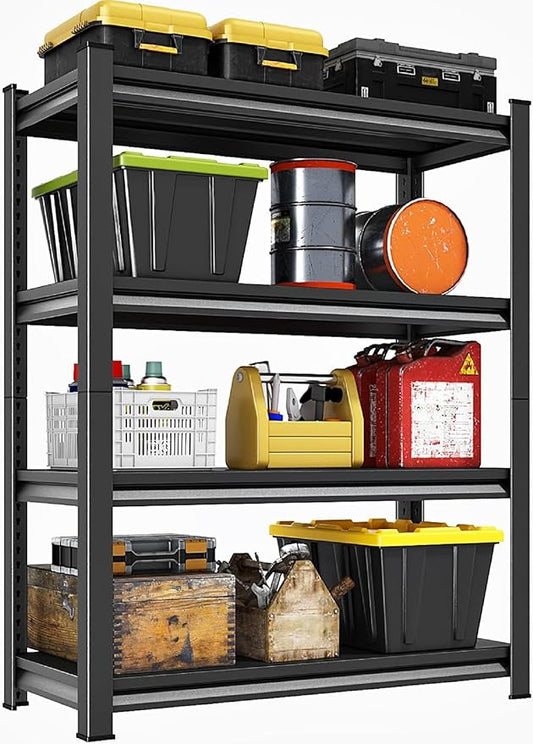 40''W Garage Shelves Heavy Duty - 2,000Lbs Steel Metal Adjustable Utility Storage Shelving Rack Units 40" W x 16" D x 66" H 4 Tier Black