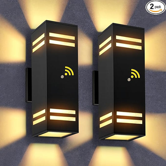 Dusk to Dawn Outdoor Wall Light 2 Pack, Modern Exterior Lighting Fixtures for House, Black Outdoor Sconce Lights with LED Bulbs, Up Down Lights, Outside Garage Lights for House, Porch, Door