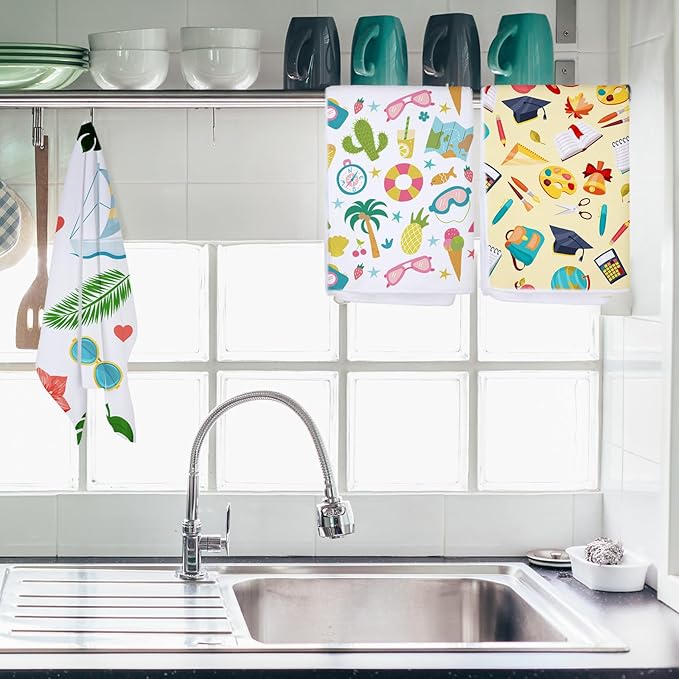 Sublimation Dishtowel Absorbent Multi Purpose Kitchen Dish Towels Blank DIY Dishcloth Bathroom Towel for Fall Christmas Kitchen Home Decor,16 x 24 Inch(6 Pieces)