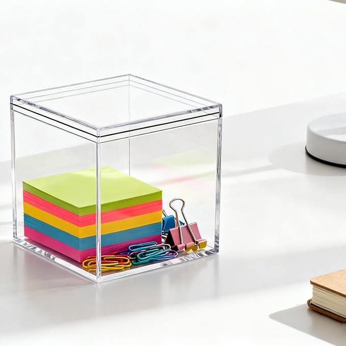 KissYou Small Acrylic Candy Box Clear Square Cube Plastic Gift Box with Lid Clear Display Case Jewelry Storage Organize Containers