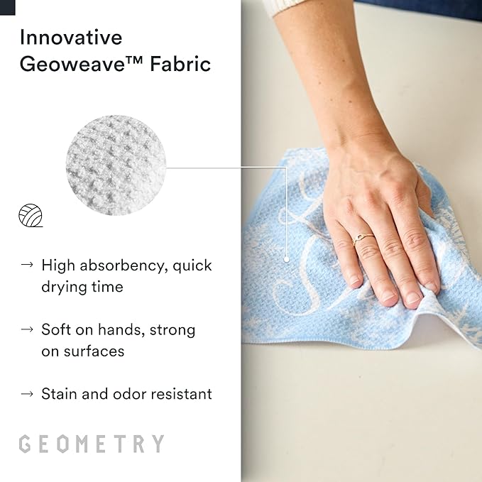 Holiday Kitchen Dish Cloths - Quick Dry Dishcloths for Kitchen - Premium Dish Rags with Geoweave - 3-Pack Set - Snow Frostin