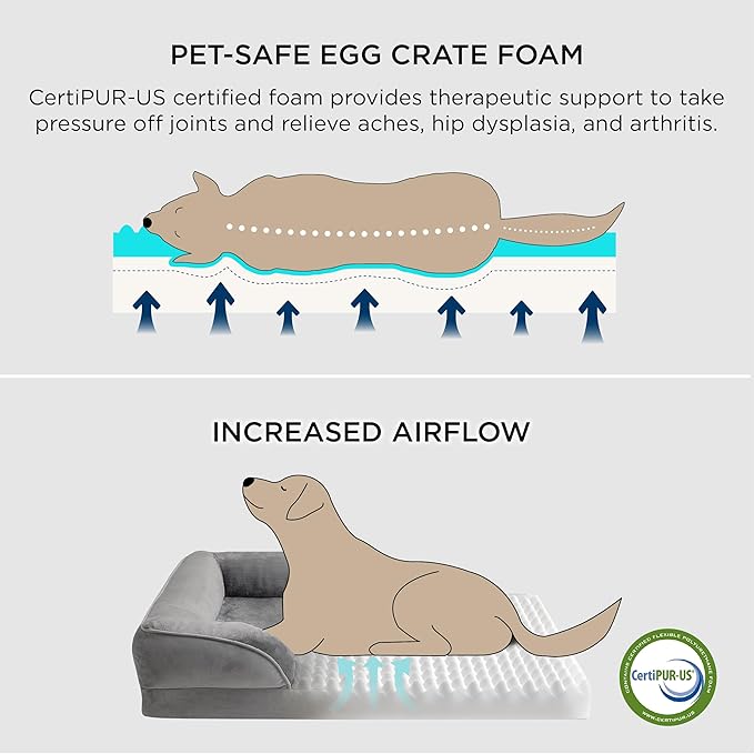 Bedsure L Plus Orthopedic Dog Bed for Large Dogs - Waterproof Dog Cat Bed, L Plus Big Comfort Dogs Couch Sofa with Washable Removable Cover, Pet Bed with Nonskid Bottom, Boreal Canopy Green, 38"