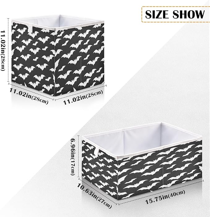 Bolaz Bat Pattern Closet Organizers Storage Cubes Storage Bins Shelf Baskets Containers for Home Room Office,Rectangle