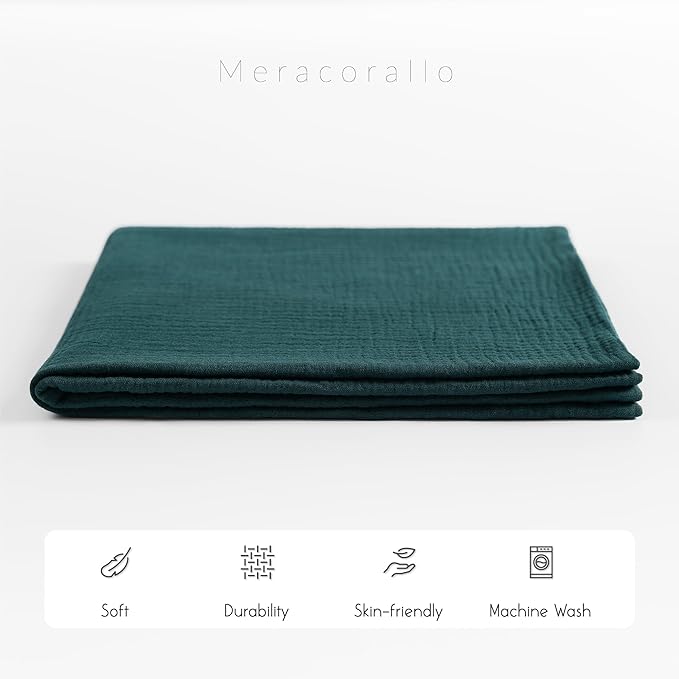Meracorallo Muslin Swaddle Blanket, 100% Cotton Receiving Blanket Soft and Breathable Swaddle Wrap for Baby Boys and Girls, Dark Green