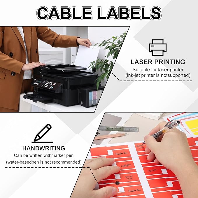 uxcell 300 Pcs Cable Labels, Waterproof Wire Cord Labels Tags, Cord Organizer Management Tags for Charger Cable Organizer Wire Markers Printer, Purple