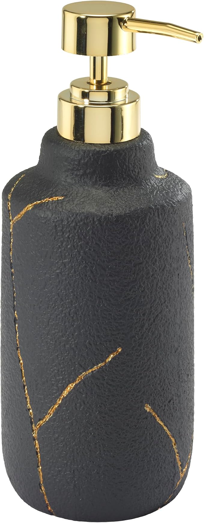 Nicole Miller - Lotion Pump/Soap Dispenser, Resin Countertop Accessories, Dorm Room Essentials (Sydney Collection, Black/Gold)