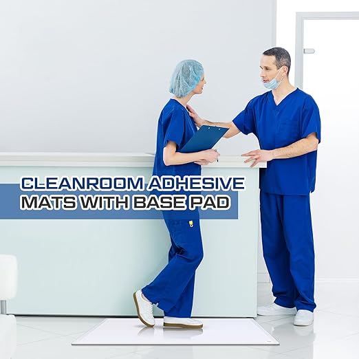 Nuanchu Adhesive Mat Pad Include 1 Sticky Non Slip Base Pad 2 Tacky Dust Mats Construction of 30 Sheets (60 Sheets Total) for Clean Room Science Lab Matting Laboratory Hospital(White,24x36 Inches)