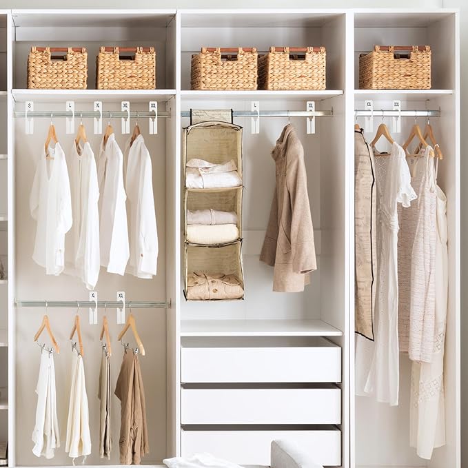 uxcell Clothes Dividers,16 Pack Rectangle Closet Rack Dividers Clothing Rack Size Dividers Blank Labels with 8 Size Reusable for Hanging Clothes Sorting Size, White