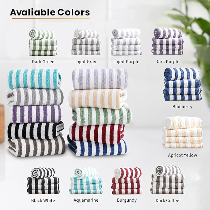 18-Piece Microfiber Bath Towels Set - 6 Bath Sheet, 6 Hand Towels, 6 Washcloths, Soft, Highly Absorbent Bathroom Towel, Quick Dry & Less Lint Shower towel for Bathroom, Hotel, Spa, Dorm-Dark Coffee