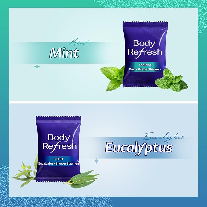 Shower Steamers for Men - 8 Pack Shower Bombs with Essential Oils Eucalyptus Mint Scent, Eucalyptus for Shower，Easter Basket Stuffers Essentials for Home Spa Relaxation