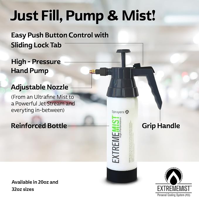 EXTREMEMIST® Professional Auto Detailing Sprayer Kit (20oz & 32oz) Continuous Pressurized Mist Bottles for Car, Marine & RV Cleaning, Interior Detailing, Deodorizing & Surface Conditioning