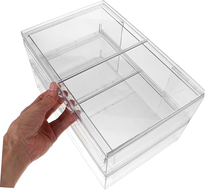 ABOOFAN 2Pcs Type Desk Organizer with Stackable Design Acrylic Makeup Storage Box for Efficient Desktop Bathroom Organization for Cosmetics and Accessories