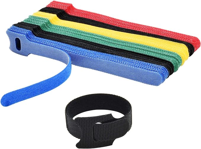 60PCS Fastening Cable Ties Reusable, Premium 6-Inch Adjustable Cord Ties, Microfiber Cloth Cable Management Straps Hook Loop Cord Organizer Wire Ties Reusable (Assorted Colors)