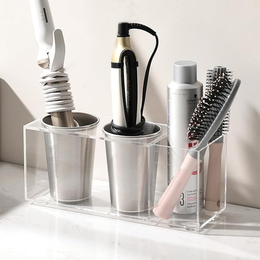 3-in-1 Hair Tool Organzier, Hair Hot Tools Wall Holder, Hair Dryer Curling Iron Storage (Clear)