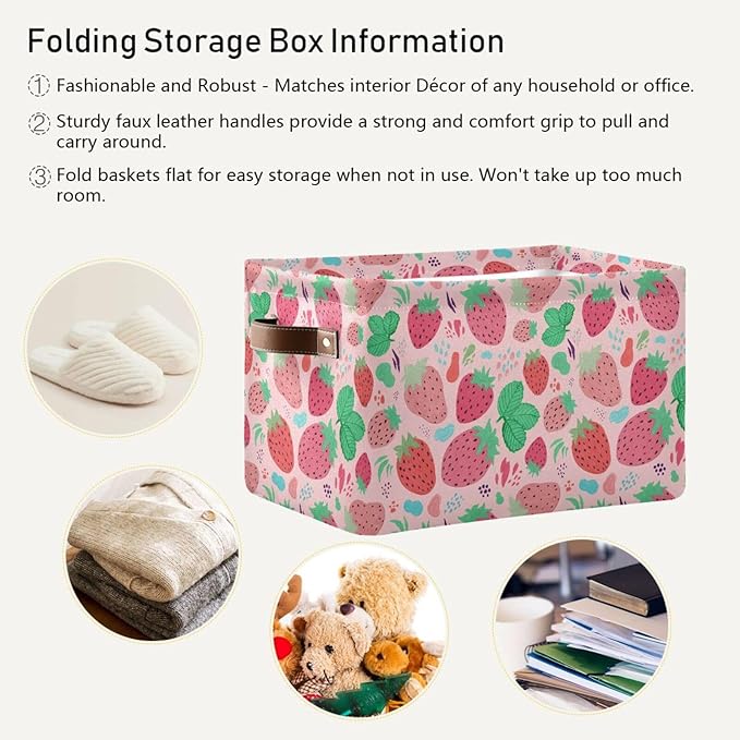Strawberry Rectangular Storage Basket Organizer Bin Shelf Baskets For Clothes Gifts For Home Office Dorm