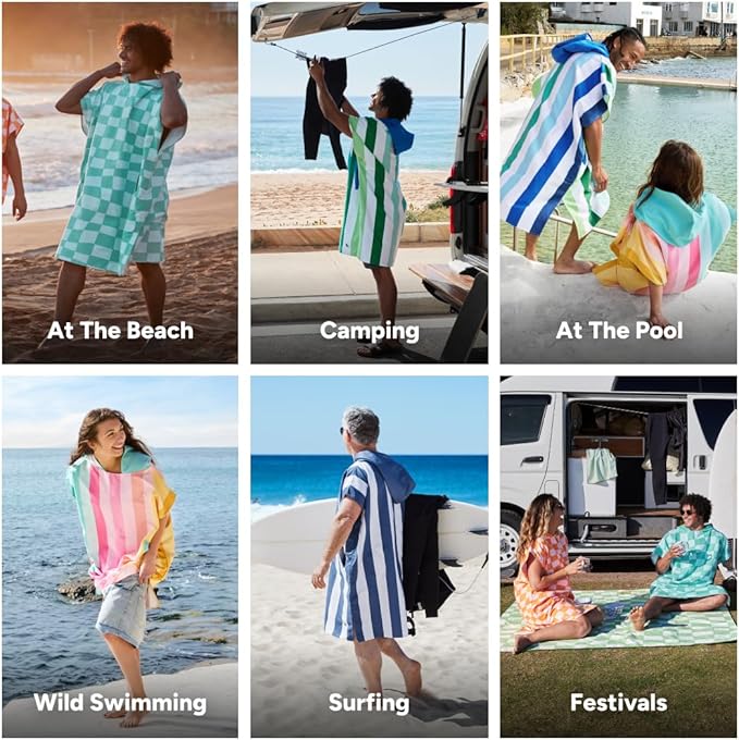 Dock & Bay Adult Poncho - Hooded Towel with Deep Pockets, Changing Robe - Quick Dry - Compact, Lightweight - Includes Bag