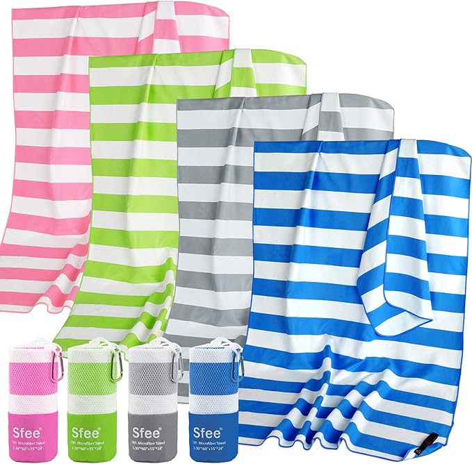 4 Pack(8Pcs) Microfiber Travel Towel, Beach Towel Quick Dry Towel Camping Towel Super Absorbent Compact Lightweight Sports Towel Gym Towel Set for Beach, Gym, Hiking, Pool, Backpacking, Yoga