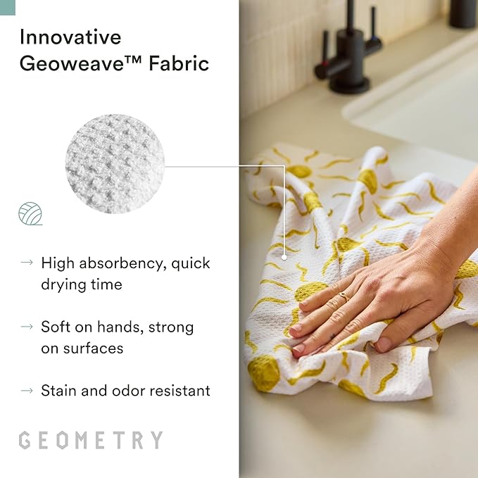 Tea Towels – Spring & Summer Collection – Quick-Dry, Ultra-Absorbent, Reusable Microfiber Kitchen Towels for Drying & Cleaning - Horizon - 3 Pack