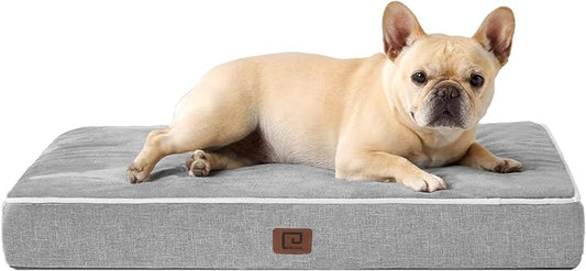 EHEYCIGA Memory Foam Dog Bed Orthopedic 30"x20"，Waterproof Pet Bed for Medium Dogs ，Washable Pet Mat with Removable Cover, Grey