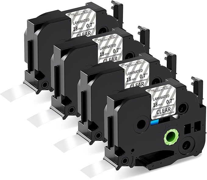 Wonfoucs TZ Tape Black on Clear 18mm 0.7 Laminated Replacement for Brother TZe-141 TZe141 P Touch Label Tape Work with Brother Label Maker PTD600 PT-D610BT PT-D410 PTD400 PT-1830, 3/4 Inch, 4-Pack