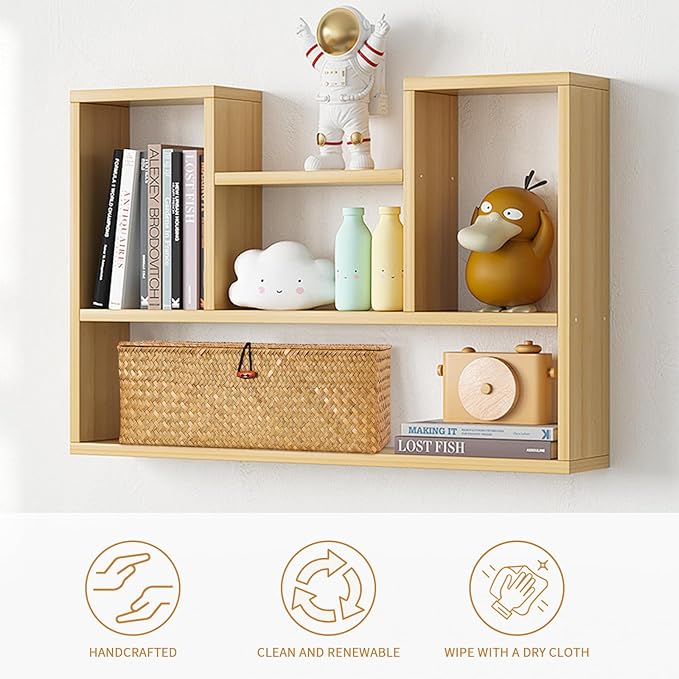 Wicker Shelf Baskets with Lid, Seagrass Basket for Storage Rectangular Woven Baskets Boxes 3-Section Home Decor Organizer (Natural Large)
