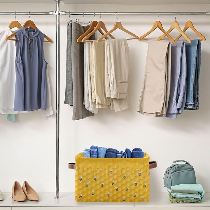 bee Rectangular Storage Basket Organizer Bin Shelf Baskets For Clothes Gifts For Home Office Dorm