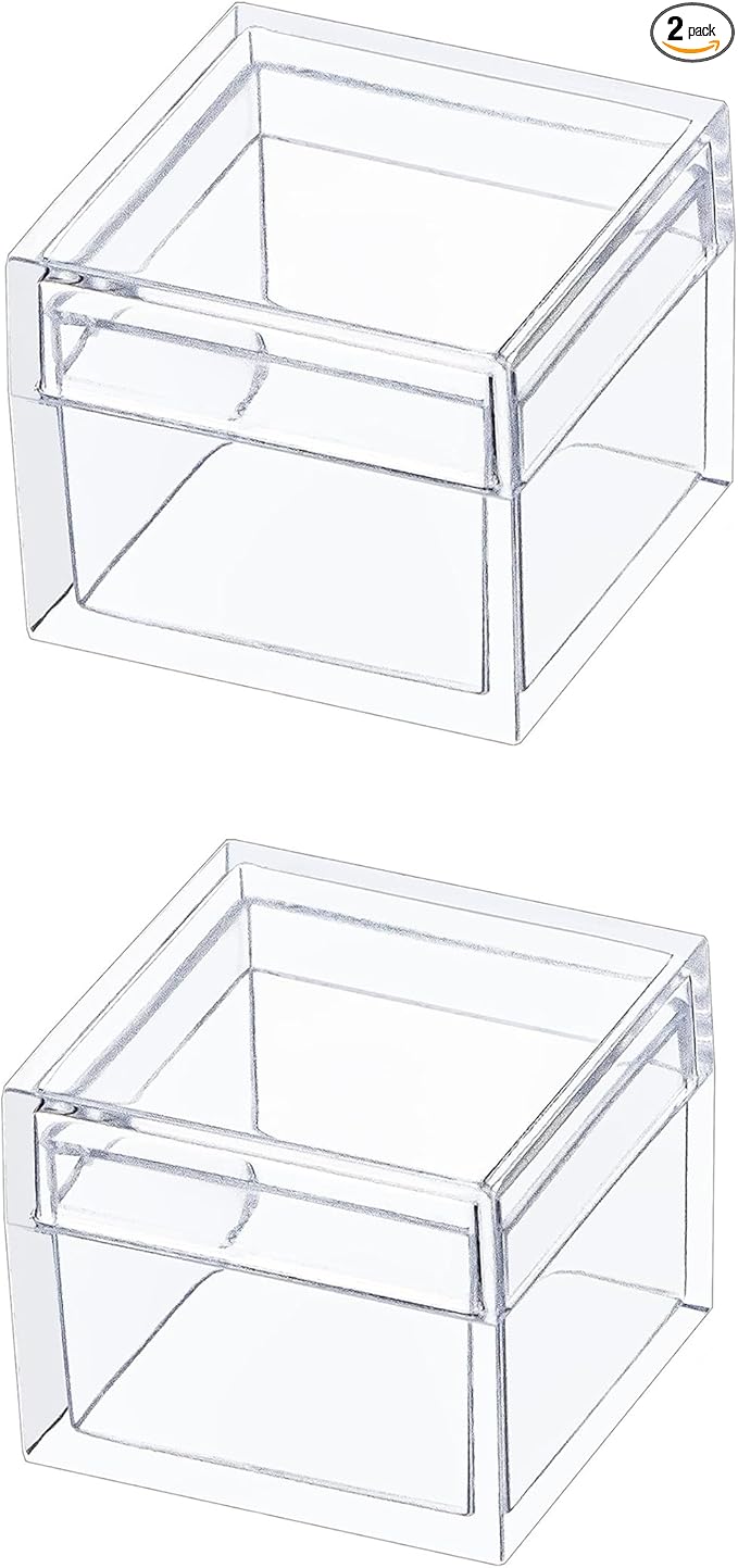 KissYou Small Acrylic Box with Lid Clear Candy Boxes for Display Party Decoration Plastic Square Cube