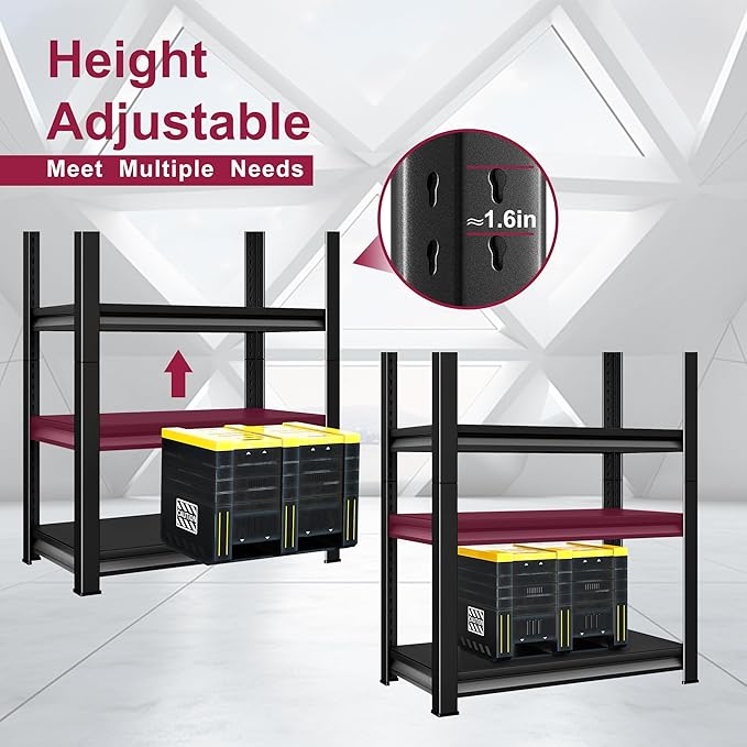 48''W Garage Shelves Heavy Duty - 2,750Lbs Steel Metal Adjustable Utility Storage Shelving Rack Units 48" W x 18" D x 78" H 5 Tier Black