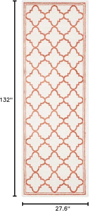 SAFAVIEH Amherst Collection Runner Rug - 2'3" x 11', Beige & Orange, Moroccan Trellis Design, Non-Shedding & Easy Care, Ideal for High Traffic Areas in Living Room, Bedroom (AMT422F)
