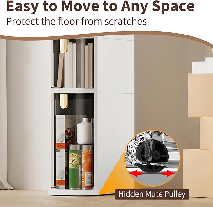 Ultra-Thin Bathroom Storage Cabinet with Wheels - 2-Tier Slim Narrow Organizer for Small Spaces, Transparent Drawers, Waterproof & Sturdy ABS+PP, No Assembly Needed for Bath, Bedroom, Kitchen