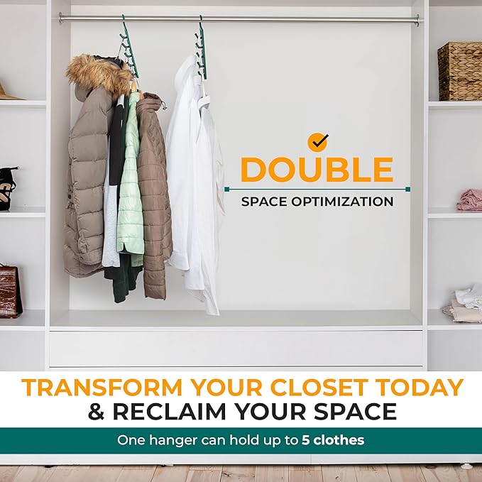 CraftyCrocodile Space Saving Hangers for Clothes - 10 in Pack, Heavy Duty Plastic, Multi Closet Space Savers for Shirts, Pants, Jeans, Sweaters - Hanger Organizer Space Saver