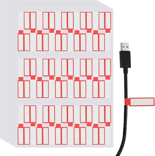 uxcell 300 Pcs Cable Labels, Waterproof Wire Cord Labels Tags, Cord Organizer Management Tags for Charger Cable Organizer Wire Markers Printer, Red