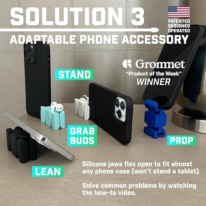 CordBrick Stocking Stuffers for Adults Cord Management Weighted Cord Holder Cable Wrap Phone Stand - Multiuse Gadget Organizer for Nightstand, Desk. Gift for Men, Durable Silicone. 6pk Green