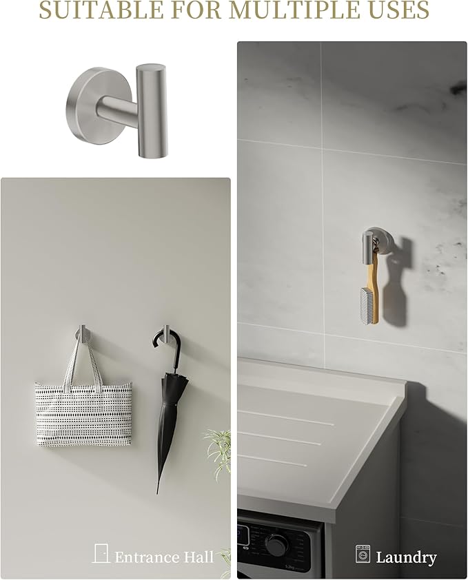 Bathroom Hardware Accessories Set 5 Pieces Brushed Nickel 24" SUS 304 Stainless Steel Bath Double Towel Holder Bar Set Towel Rack Combination Wall Mounted for Kitchen, Laundry, Bedroom