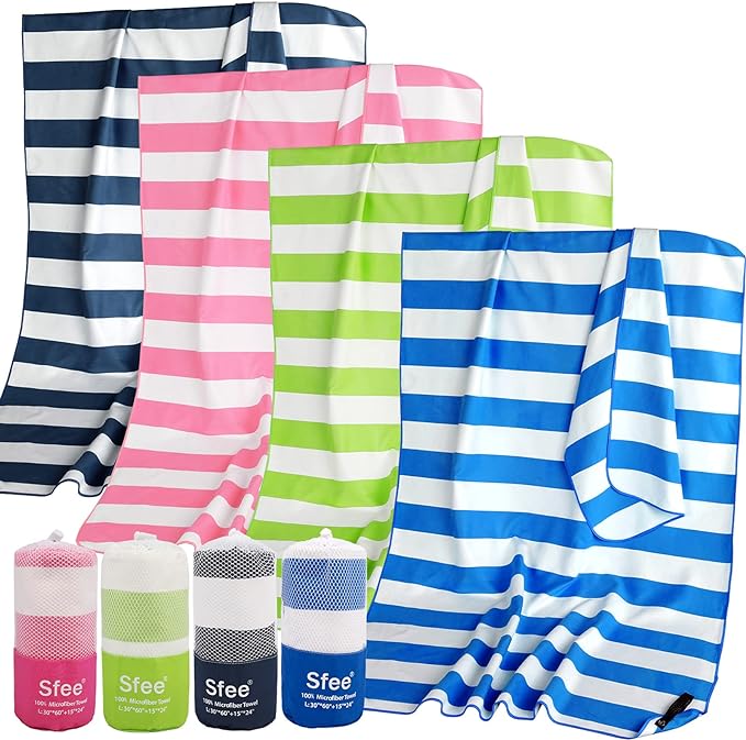 2 in 1 Microfiber Beach Towel, Quick Dry Towel Travel Camping Towel Super Absorbent Compact Lightweight Sports Gym Towels Set for Beach, Gym, Hiking, Pool, Backpacking, Bath, Yoga