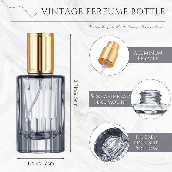 6 Pcs 30/50/100ml Empty Glass Perfume Bottles Bulk Pack for Perfume Makers Refillable Atomizer Cologne Bottles DIY Vintage Fragrance Packaging Glass Bottling Supplies (Colorful,30 ml)