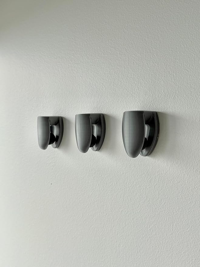 Rounded Auto-Locking Hangers, 3-Pack – Self-Locking Adhesive Wall Hooks, Space-Saving Design, No-Drill Installation, Durable & Easy to Use for Closet, Bathroom, Garage, and Office