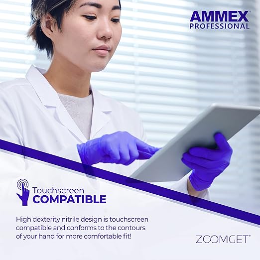 AMMEX Indigo Nitrile Disposable Exam Gloves 3 Mil, Latex/Powder Free, Food-Safe, Textured, Non-Sterile, X-Large, Case of 1000